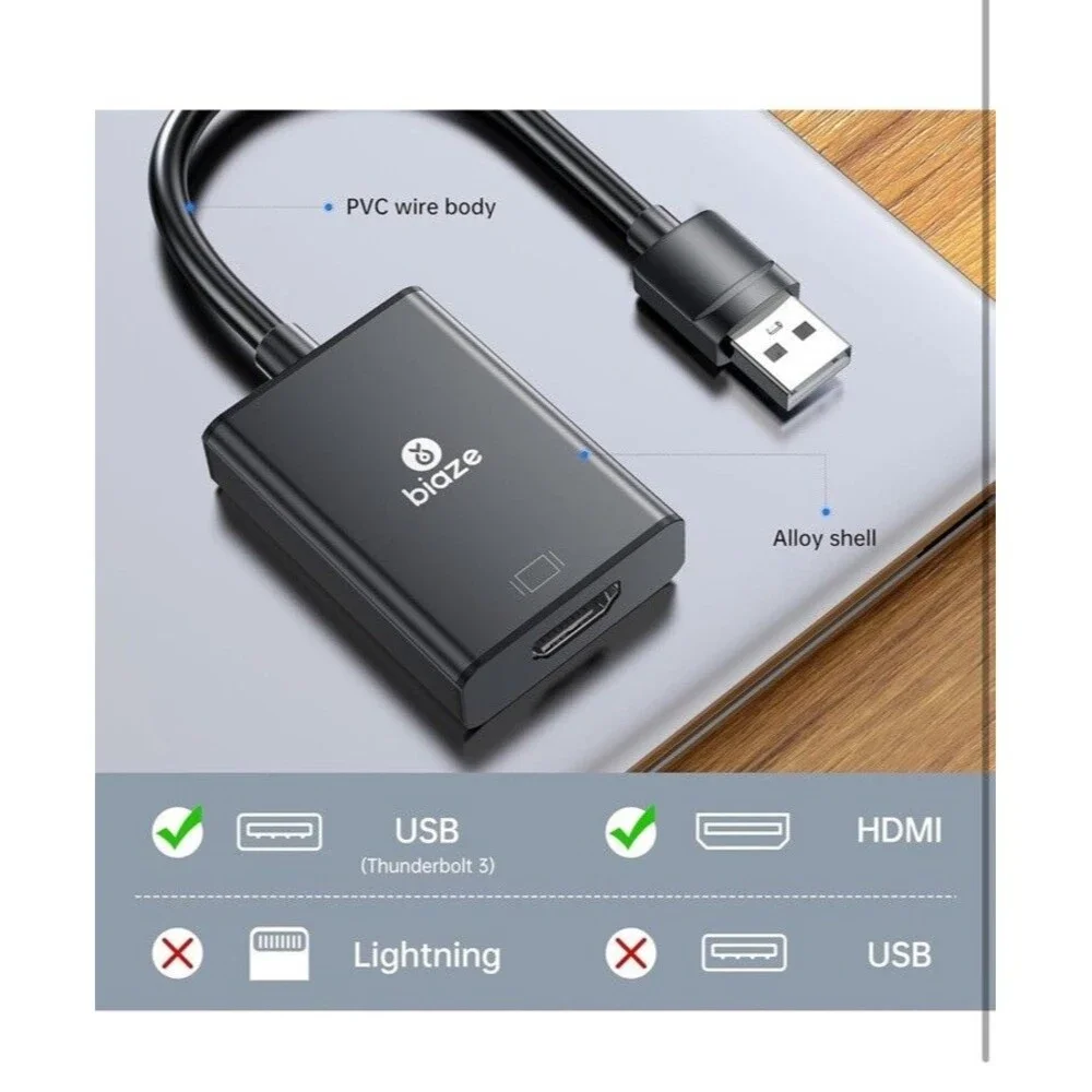 USB To HDMI- Converter Multi Display Graphic Adapter for PC Supports 4K@60Hz HDR